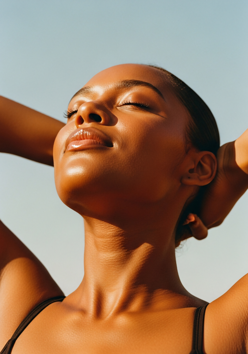Woman basking in sunlight
